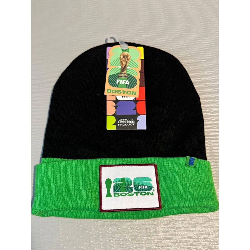 FIFA World Cup 2026 Boston PB1 Patch Beanie Black Green Official Licensed Hat